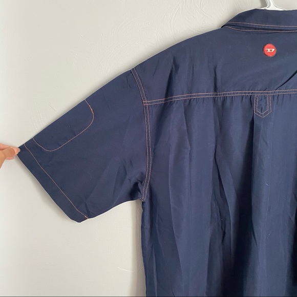 DIESEL Button Down Shirt Blue with Orange Accents - Picture 5 of 11